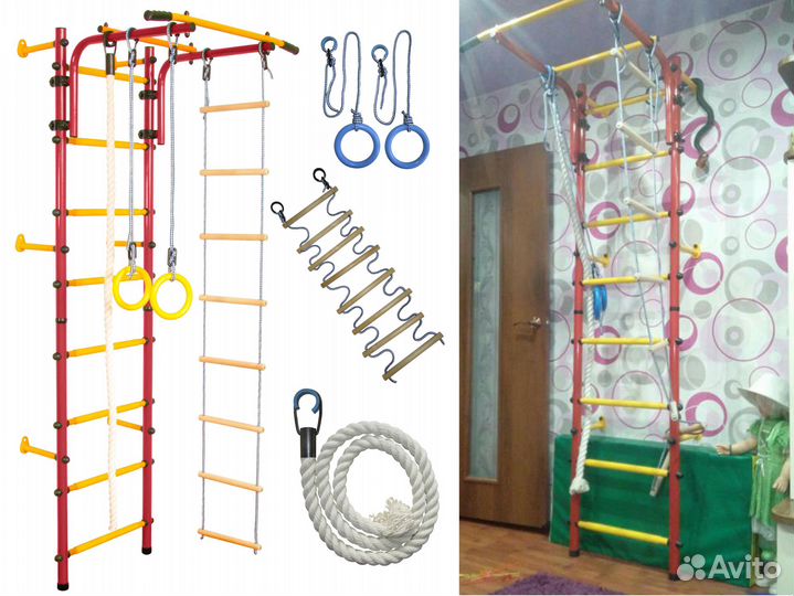 Шведская стенка Пристенная с регулировкой турника