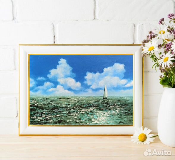 Картина маслом Парусник в море