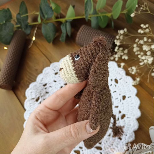 Вязаные игрушки. Ослик. Ручная работа