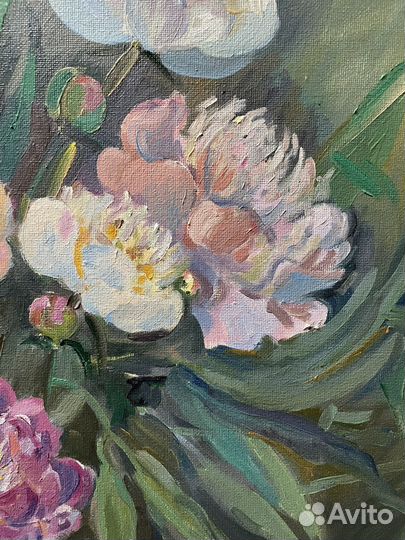 Картина маслом пионы
