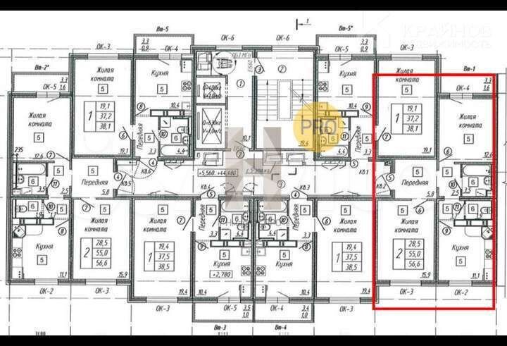 2-к. квартира, 56,6 м², 17/17 эт.