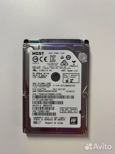 Жесткий диск для ноутбука 1 тб 7200rpm HDD