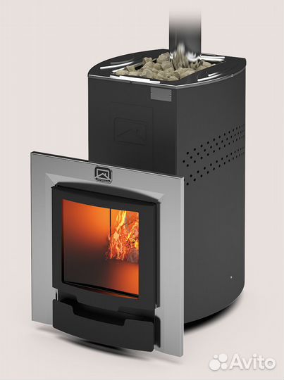 Печь для бани Домна-30 лк Панорама Теплодар