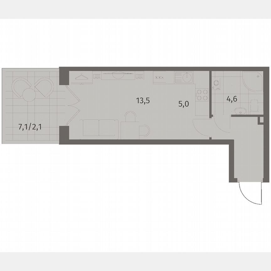 Квартира-студия, 30 м², 1/8 эт.