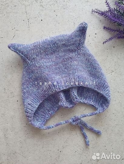 Шапочка чепчик с ушками детский/Коточепчик