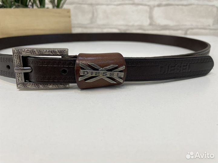 Ремень женский кожаный коричневый