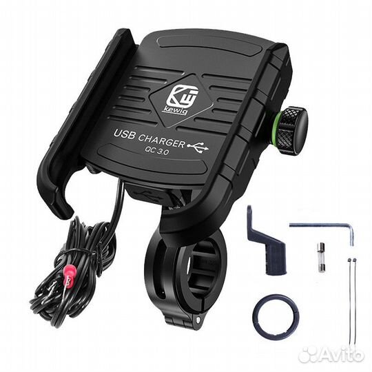 Держатель телефона на руль мотоцикла с зарядкой