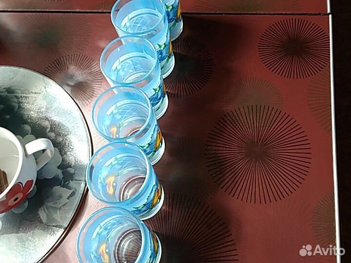 Набор столовых стаканов с ирисами