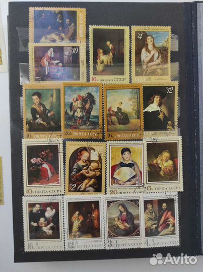Блок и марки СССР 70-ые г. Картины художников
