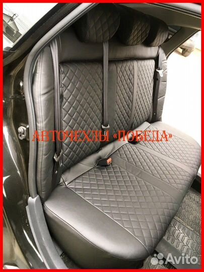 Чехлы Nissan Almera Classic из экокожи чёрные Ромб