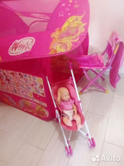Детский игровой домик+ кукла+ коляска