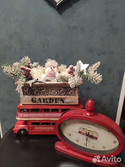 Новогодняя гирлянда, композиция с снеговиком