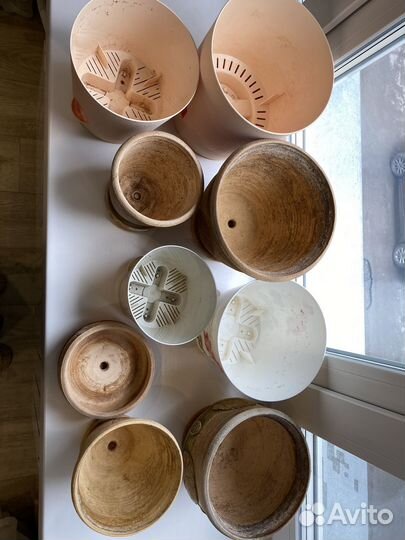 Горшки керамическ глиняные, пластиковые для цветов