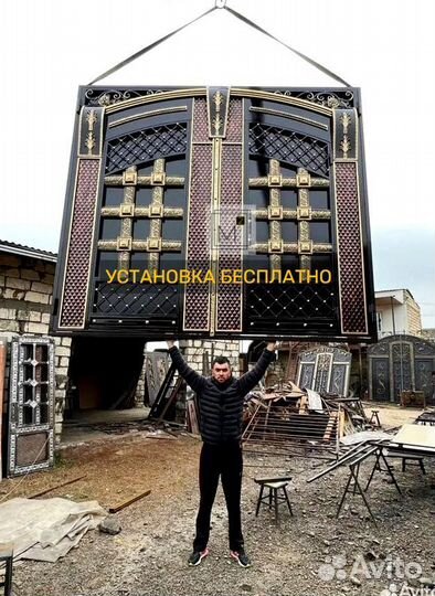 Ворота в Махачкале с калиткой хай-тэк, лофт, классика