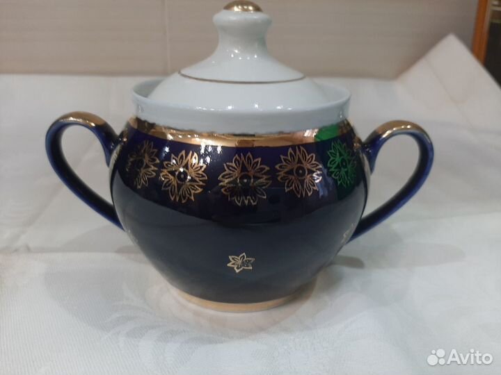 Фарфоровая сахарница кобальт Полонное