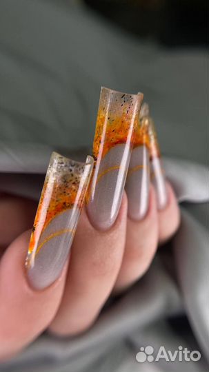 Наращивание ногтей маникюр выкладной френч