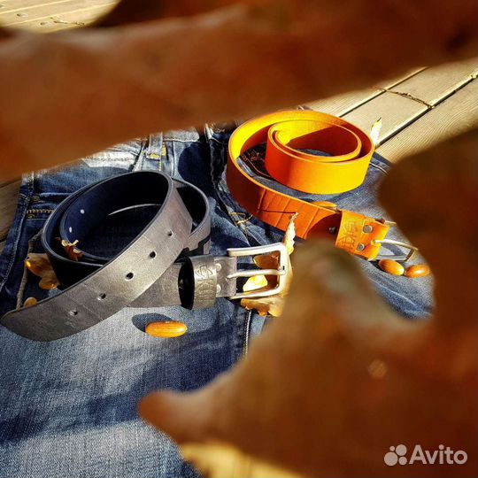 Ремень мужской кожаный винтажный skinner