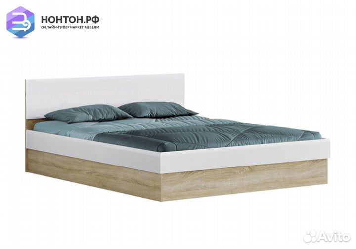 Кровать Фортуна белый глянец / дуб сонома