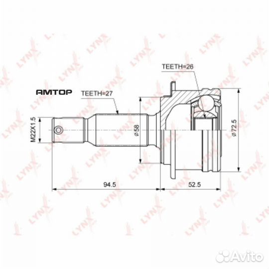 Lynxauto CO3867 шрус наружный зад прав/лев