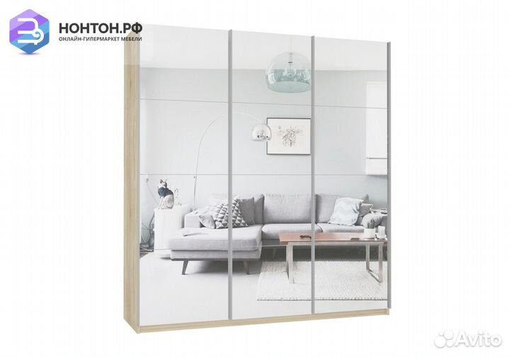 Шкаф-купе 3-х створчатый с зеркалом Прайм сонома