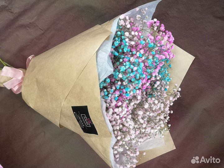 Цветная гипсофила Букет из гипсофил Букет цветов