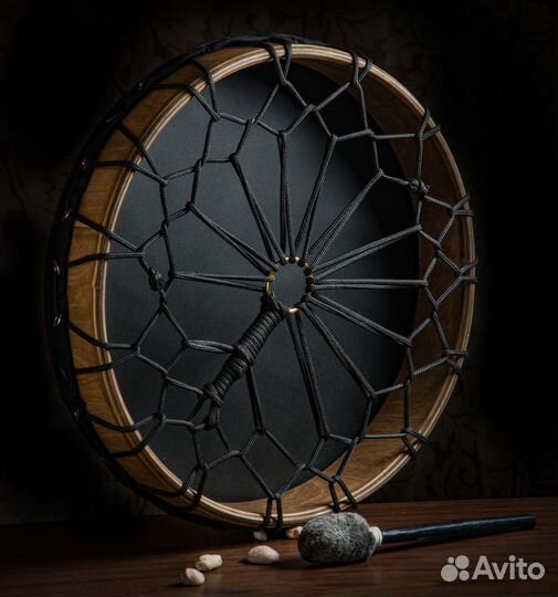 Бубен Shamanic synthetic drum Black 50х50