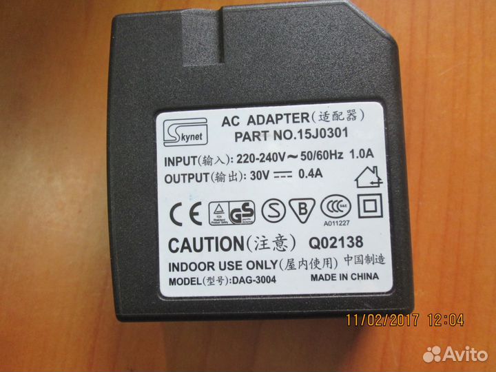 Адаптер питания 15J0301 30V 0.4A