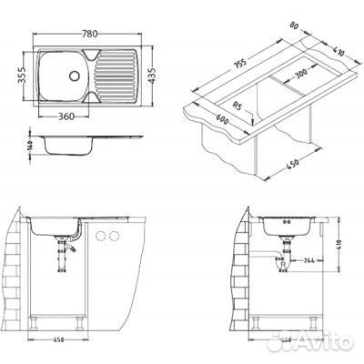 Кухонная мойка Alveus Basic 170 Нержавеющая сталь матовая 1136539