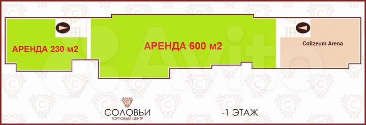 Торговая площадь от 100 м² в ТЦ Соловьи (цоколь)