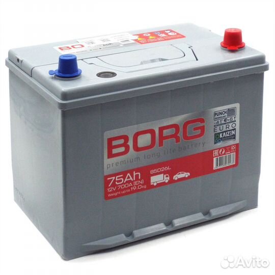 Аккумулятор borg Premium Asia 85D26R 75 Ач п.п