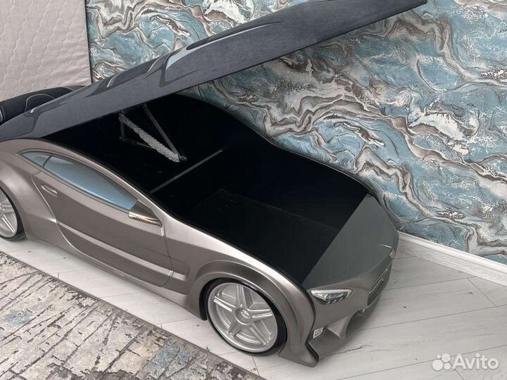 Детская кровать машинка с матрасом