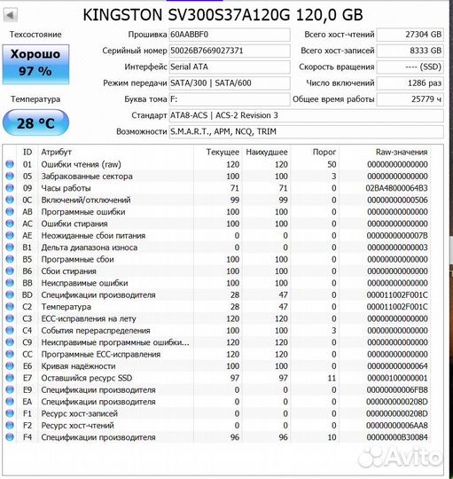 SSD диск Kingston V300 на 120гб