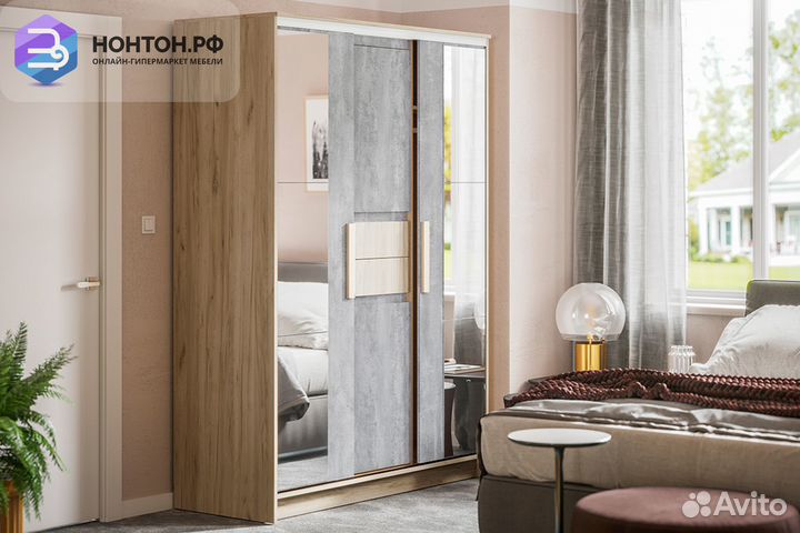 Шкаф-купе Эдем с двумя зеркалами 1.5 м дуб крафт с