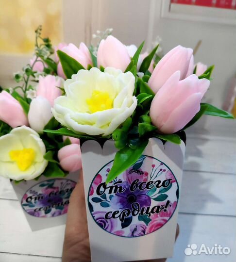 Букеты из мыла тюльпаны