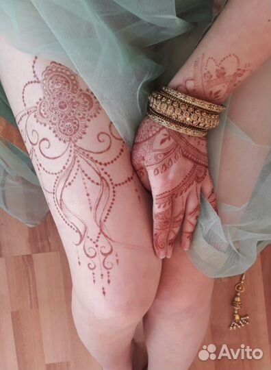 Мехенди натуральной хной и джагуа гелем