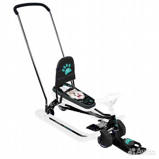 Снегокат с колесами и ручкой