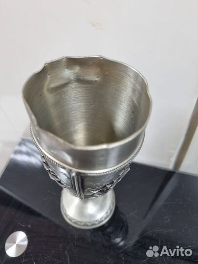 Бокал для пива, олово. 17 см. С дефектами