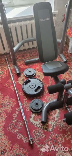 Скамья для жима со стойками и штангой бу