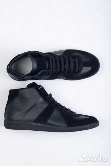 Кожаные кеды/ Maison Margiela Replica High Black