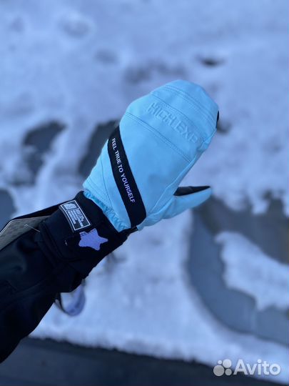 Варежки горнолыжные на мембране голубые