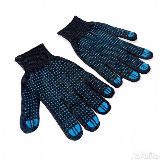 5897 Перчатки с пвх черные,5-нитка Россия