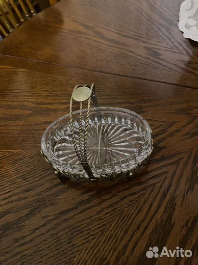 Конфетница хрусталь,мельхиор