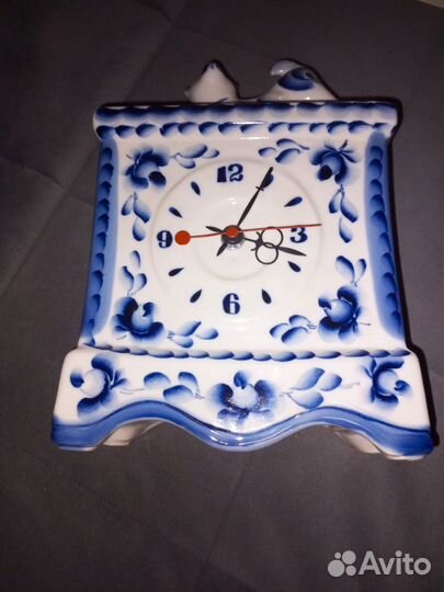 Часы камминные, настольные Гжель