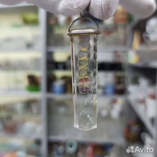 Кулон Горный Хрусталь Самоцветы Серебро Ретро