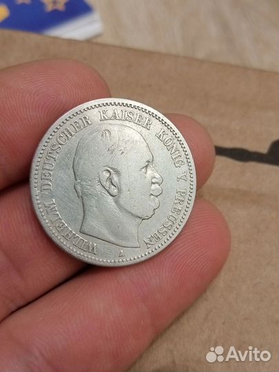 2 марки Вильгельм 1876 год