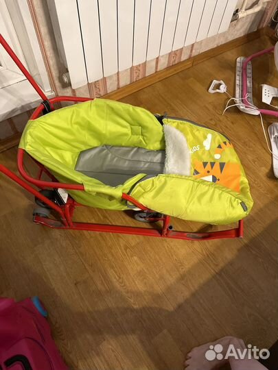 Детские санки коляска с колесами