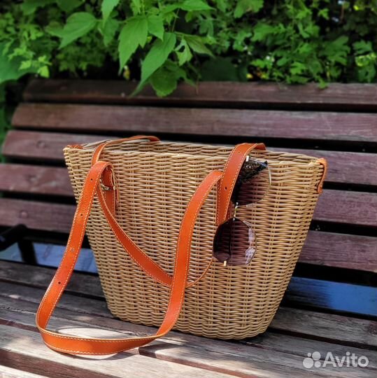 Cумка плетеная с ручками из натуральной кожи