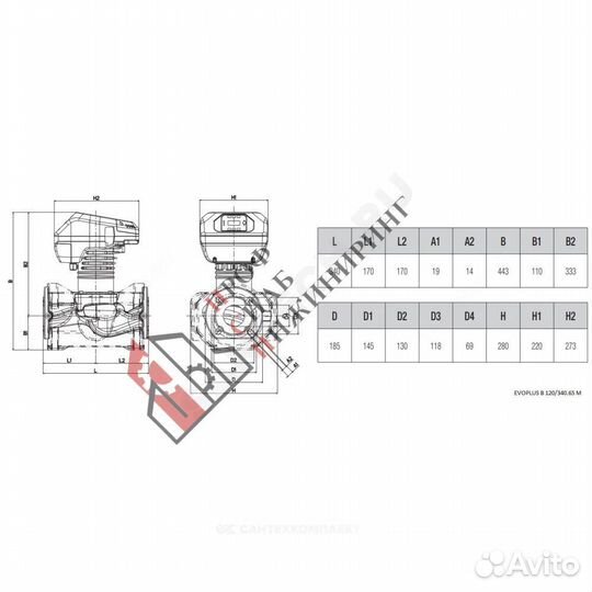 Насос evoplus B 120/340.65 M PN16 1x220-240В/50/60