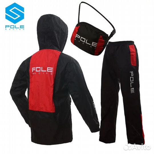 Мото дождевик pole Красный раздельный мотодождевик