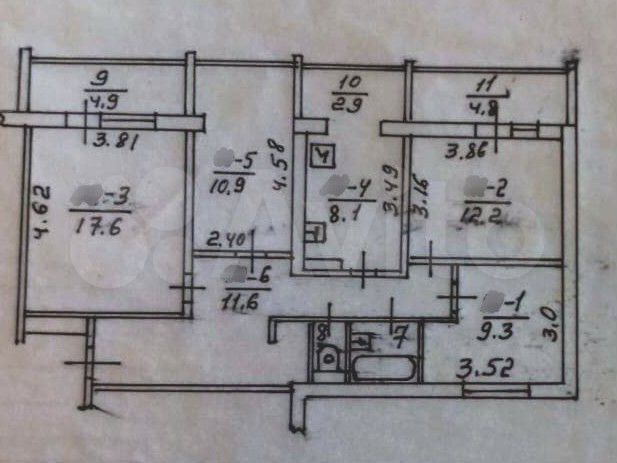 3-к. квартира, 86 м², 7/9 эт.